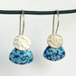 LCH2 Little silver oval drop earrings with patterned anodised aluminium skirt