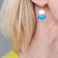 LCH2 Little silver oval drop earrings with patterned anodised aluminium skirt