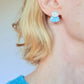 LCH1 Small silver oval and patterned anodised aluminium stud earrings