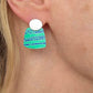 TX26 Oval stud earring with square drop