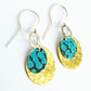 SL5 Oval cluster drop earrings in textured brass and spotty jade