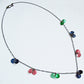 SL31 Green, peach and indigo little disc cluster necklace