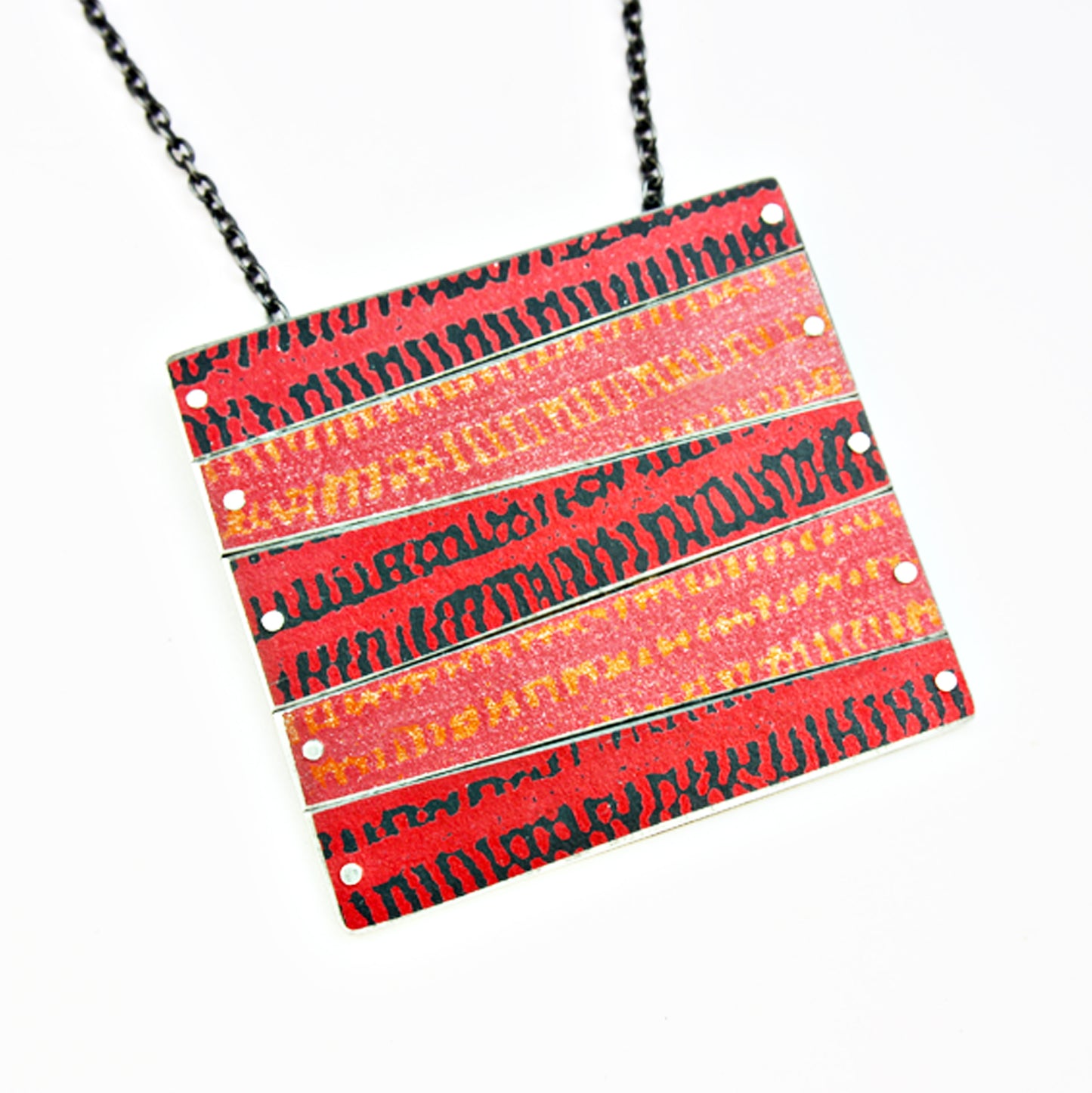 SL59 Red, black and orange square necklace