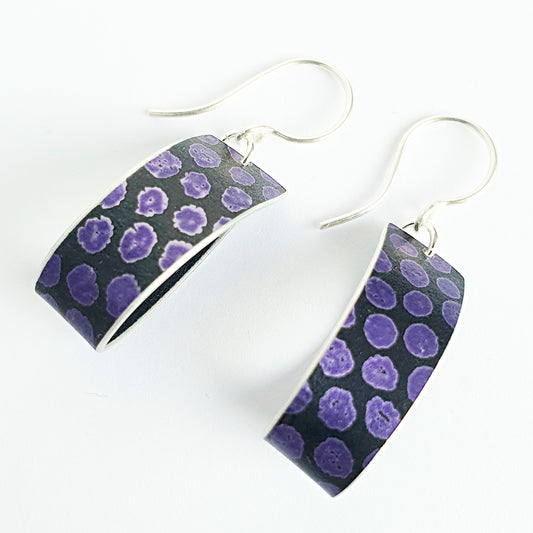 SL24 Purple spotty loop drop earrings