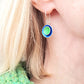 SL25 Double concave disc drop earrings in royal blue and green