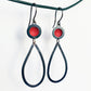 SL29 Oxidised Orbit Pear Drop Earrings in Red