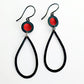 SL29 Oxidised Orbit Pear Drop Earrings in Red