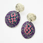 SL50 Pink/purple spotty riveted oval stud and drop earrings