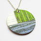 SL58 Round silver pendant with lime and blue Trax print
