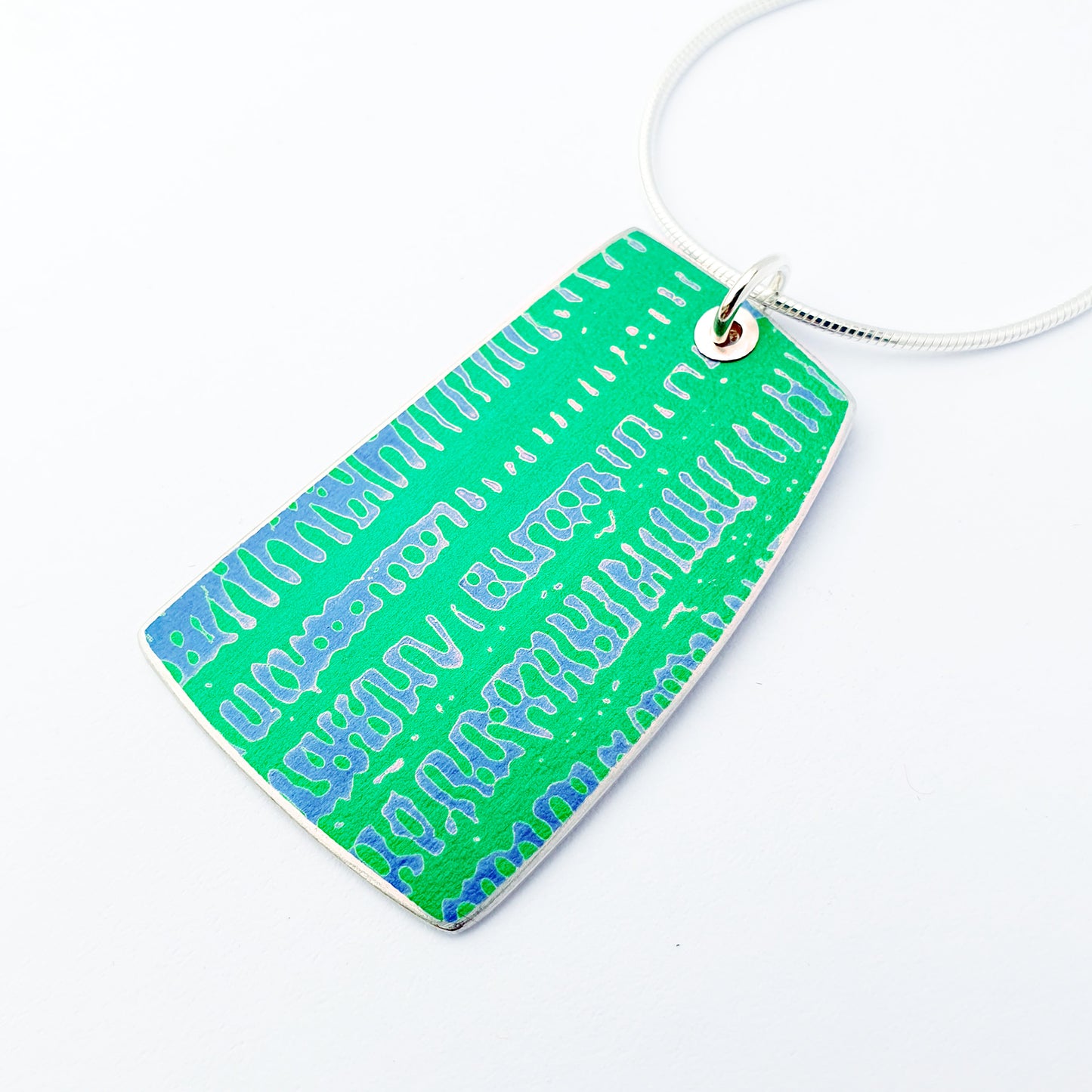 SL34 Green Trax printed large rectangular pendant