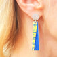 SL39 Yellow on blue long Trax stud earrings