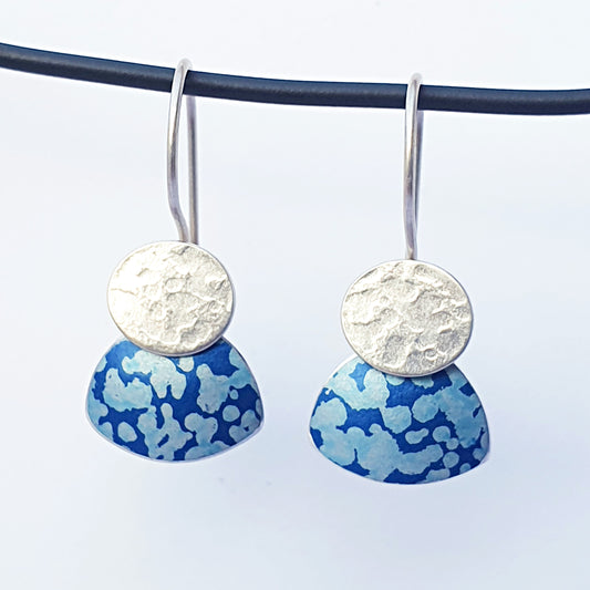 SL40 Light and dark blue lichen drop earrings