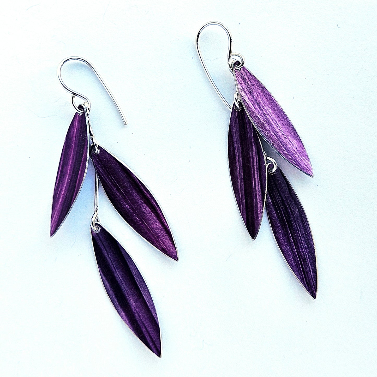 SL11 Three berry leaf cascade drop earrings