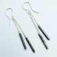 SL7 Black tube and silver chain drop earrings