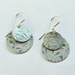 SL7 Textured silver and grey Alyssa print double disc drop earrings