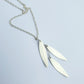 SL25 Three silver leaf cascade pendant on long chain
