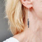 SL7 Black tube and silver chain drop earrings