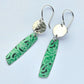 SL4 Textured silver disc with a green Alyssa print rectangle drop earrings