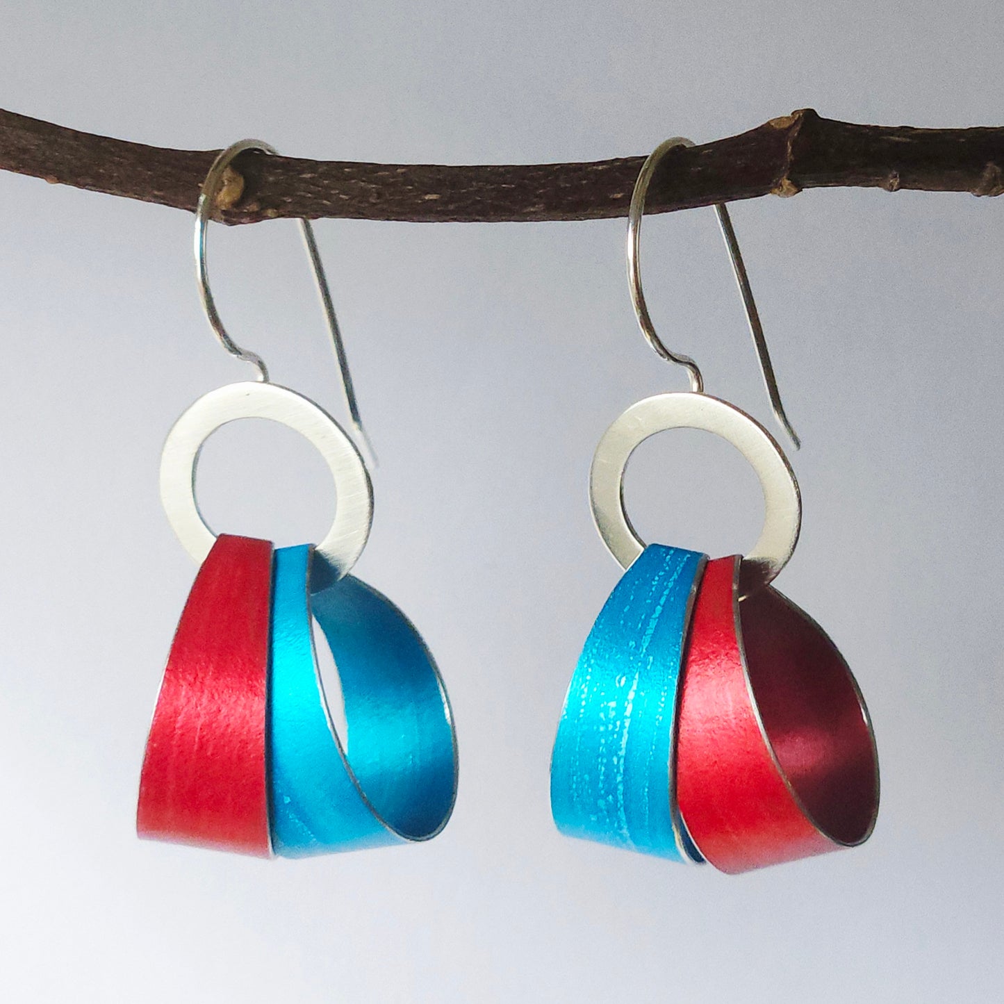LP8 Silver hoop and double loop drop earrings