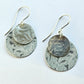 SL7 Textured silver and grey Alyssa print double disc drop earrings