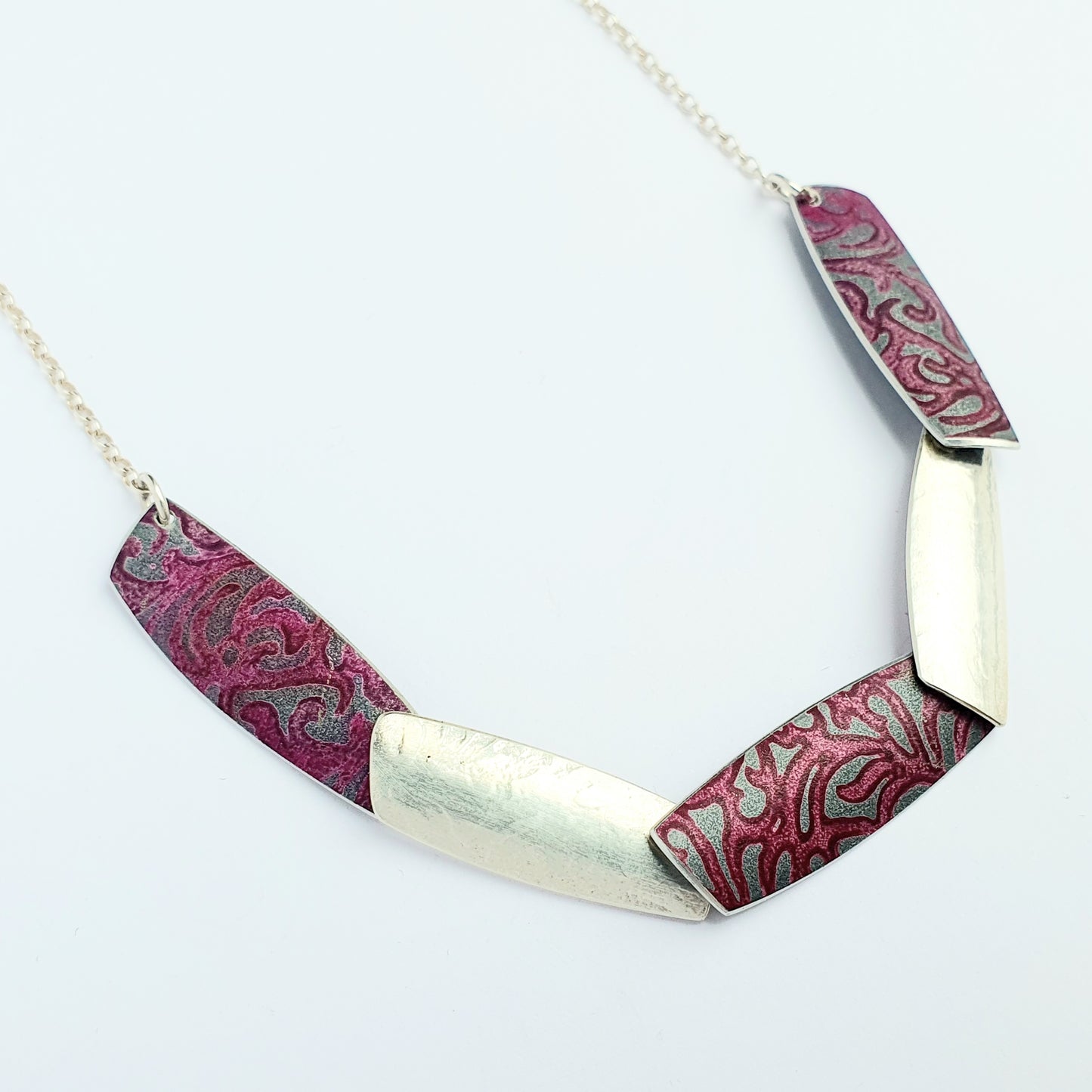 SL31 Berry Alyssa and silver rectangles necklace