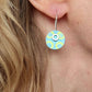 SL24 Yellow circles on blue disc drop earrings