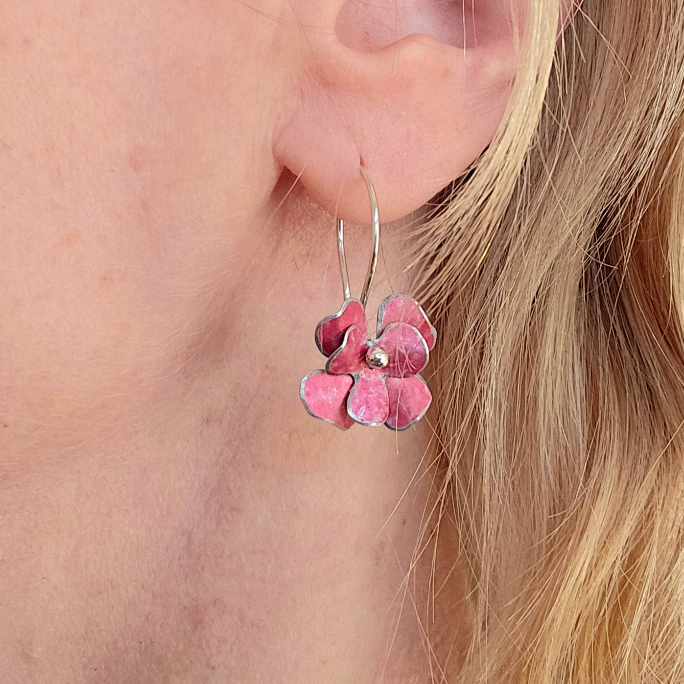 SL12 Double coral pink rosa drop earrings