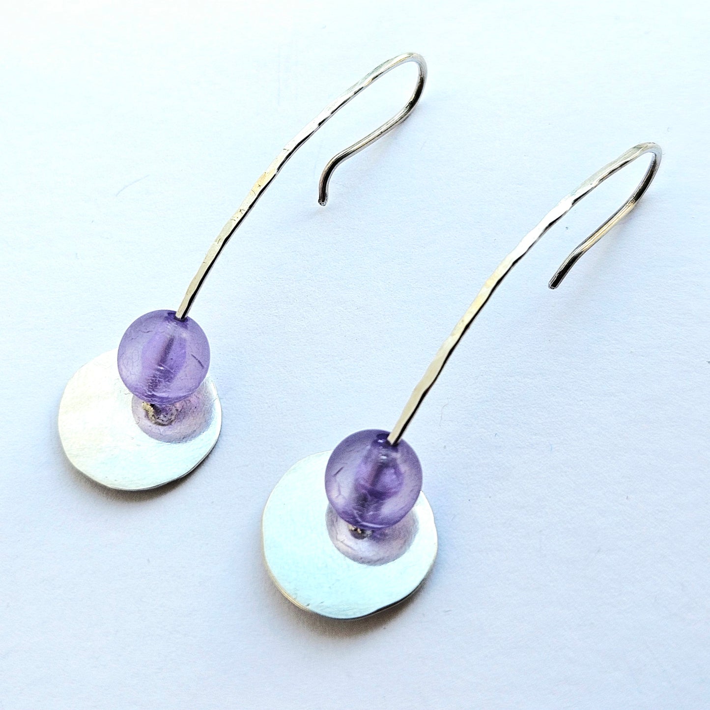 SL8 Silver and lavender bead drop earrings