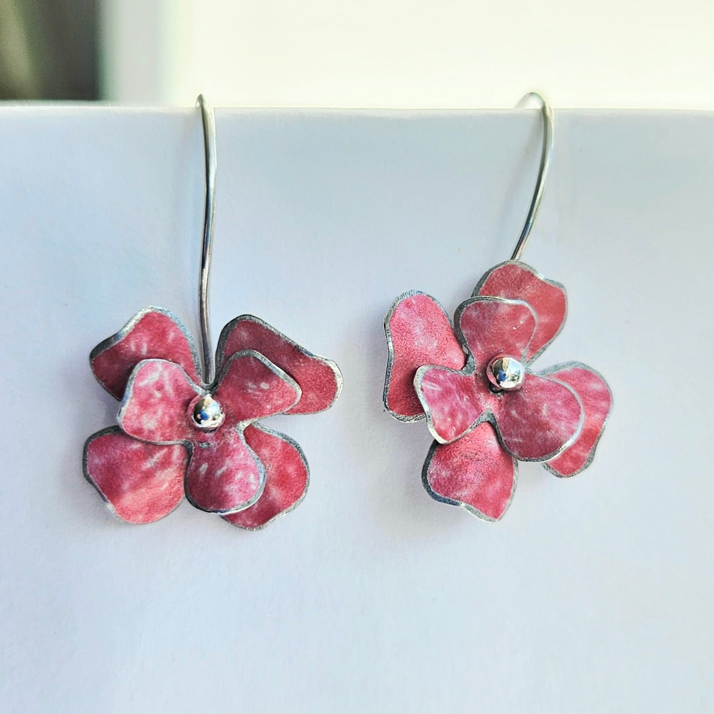 SL12 Double coral pink rosa drop earrings