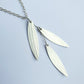 SL25 Three silver leaf cascade pendant on long chain
