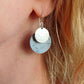 SL7 Textured silver and grey Alyssa print double disc drop earrings