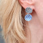 SL14 Oxidised silver stud earrings with blue spotty disc drop