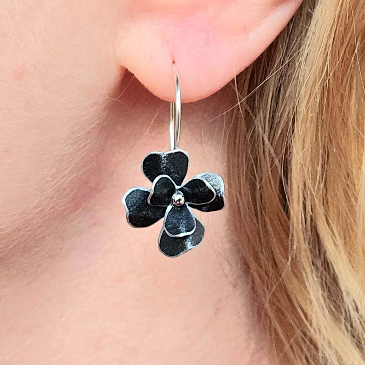 SL10 Black double rosa drop earrings