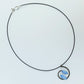 SL19 Light blue leaves pendant on black neckwire