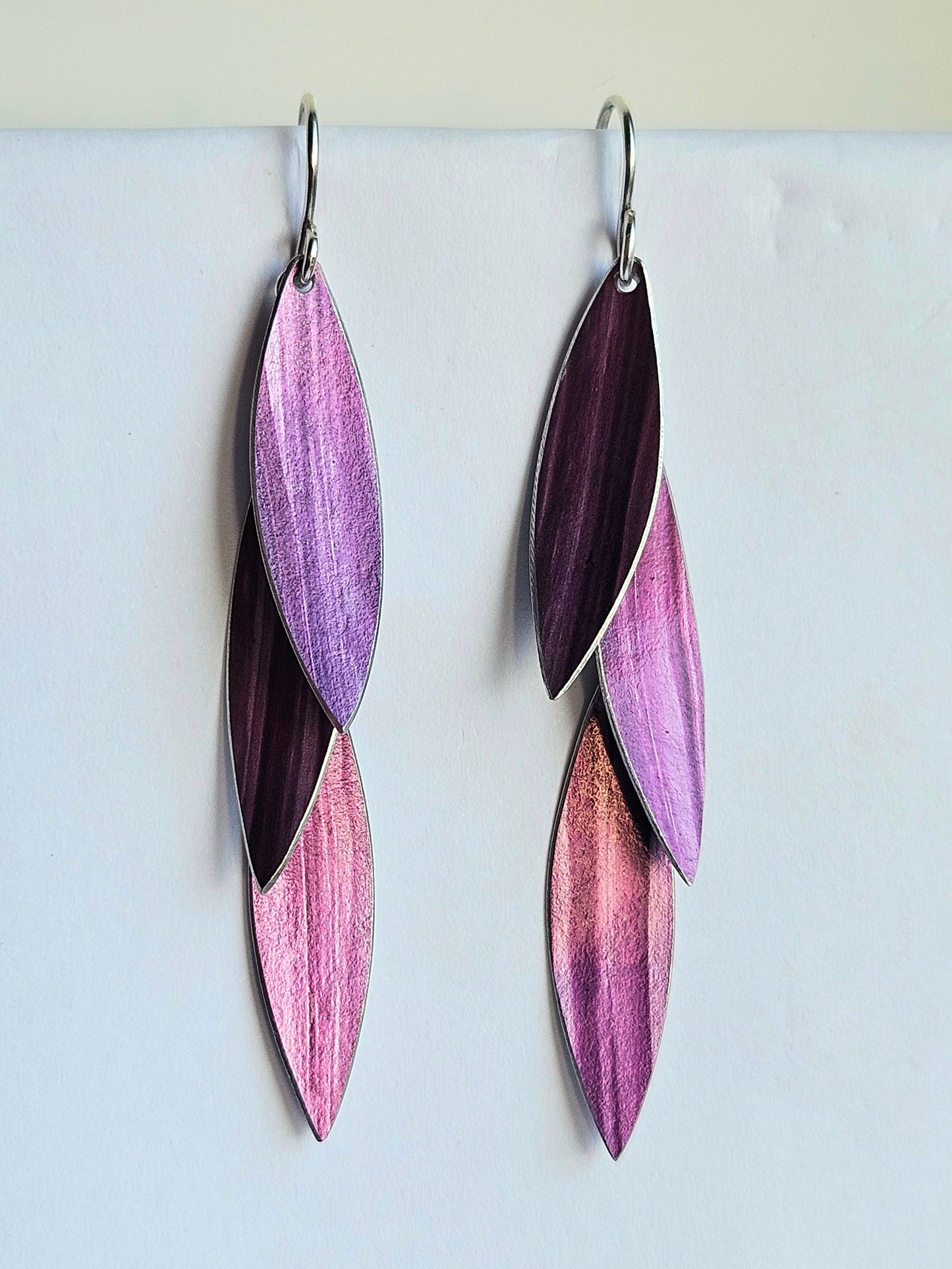 SL11 Three berry leaf cascade drop earrings