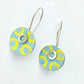 SL24 Yellow circles on blue disc drop earrings