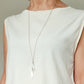 SL25 Three silver leaf cascade pendant on long chain