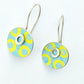 SL24 Yellow circles on blue disc drop earrings