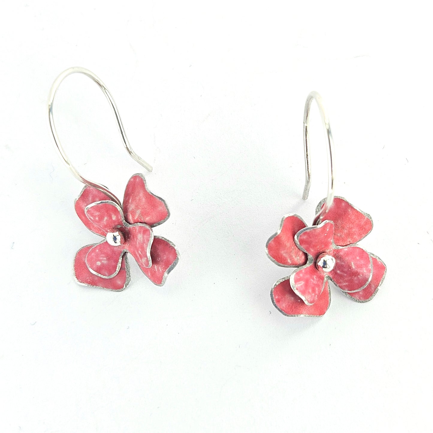 SL12 Double coral pink rosa drop earrings