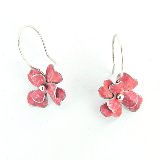SL12 Double coral pink rosa drop earrings