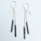 SL7 Black tube and silver chain drop earrings