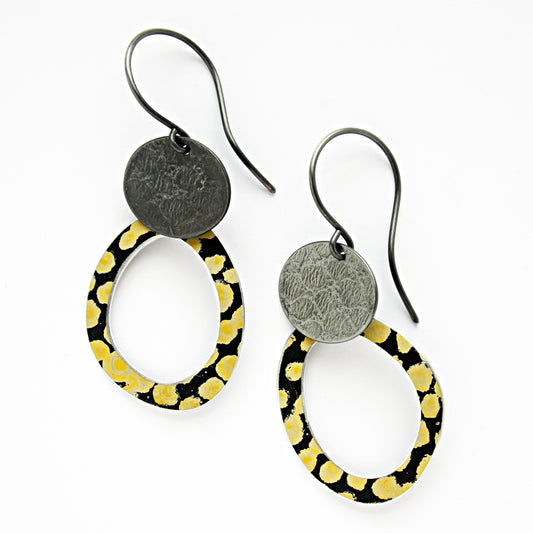 TS4 Drop Earrings In Oxidised Silver And Spot Print Hoop